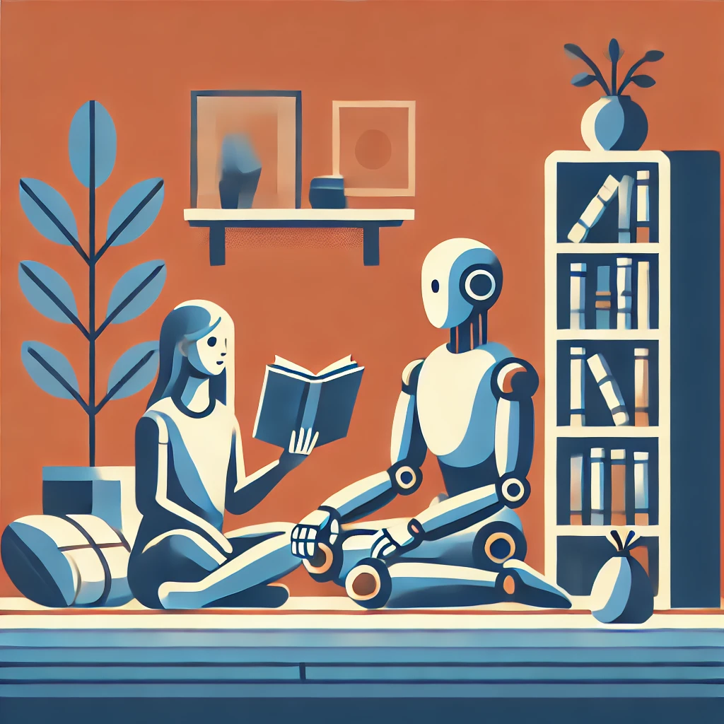 読書とAIのイラスト